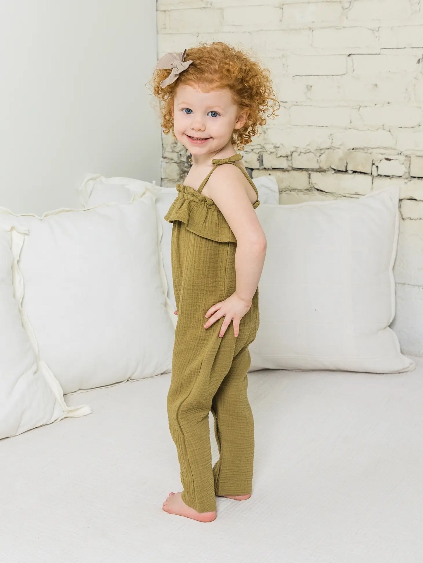 Organic Baby and Kids Fiona Muslin Ruffle Neck Romper