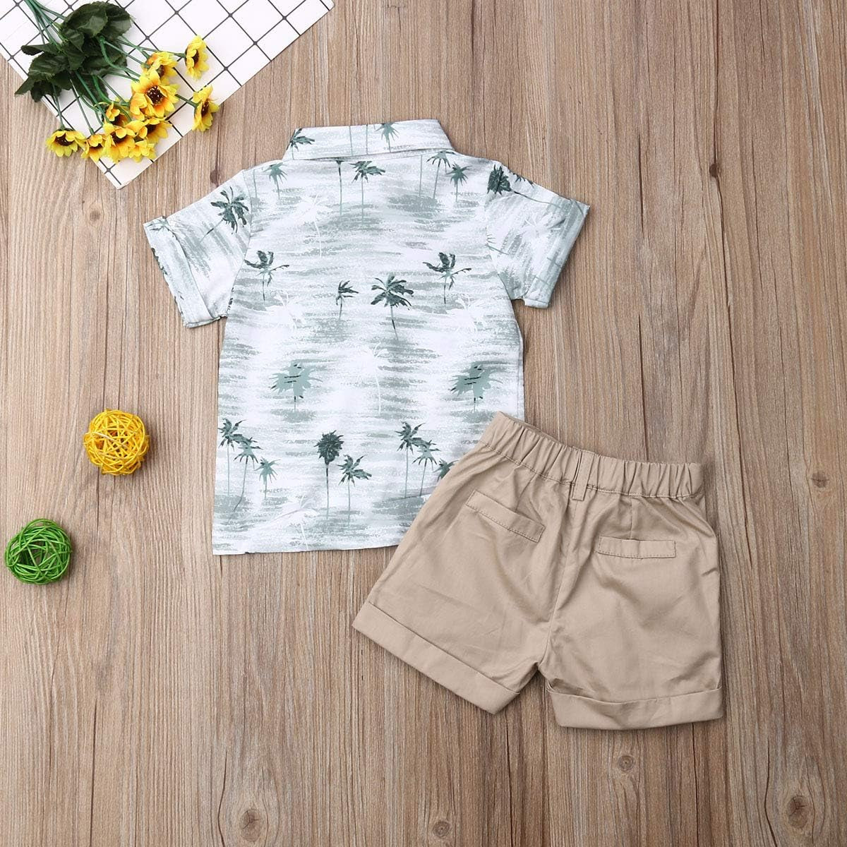 Toddler Baby Boys Summer Print Shirt Outfits Clothes Short Sleeve Button down Tops + Shorts Set