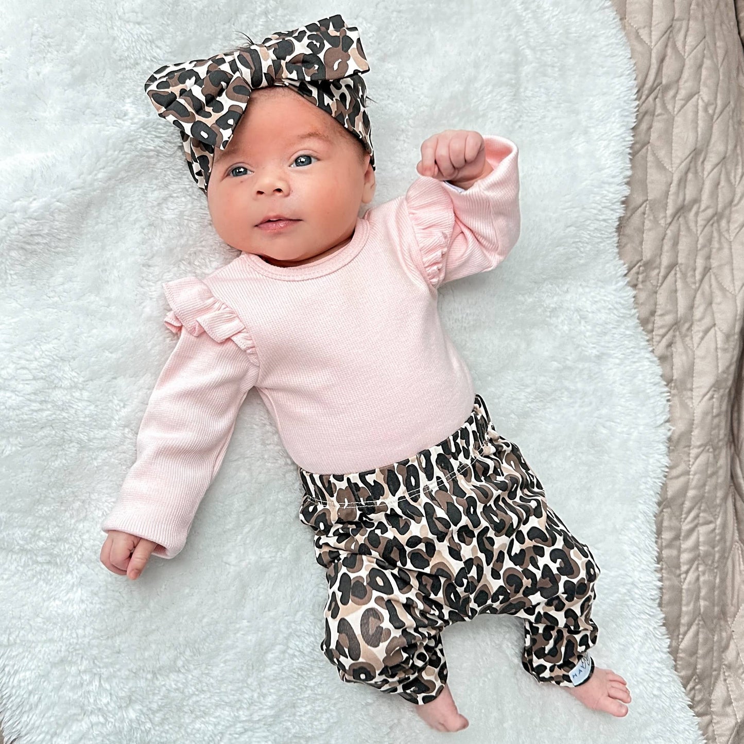 May Mays baby haarband Lilly met strik leopard