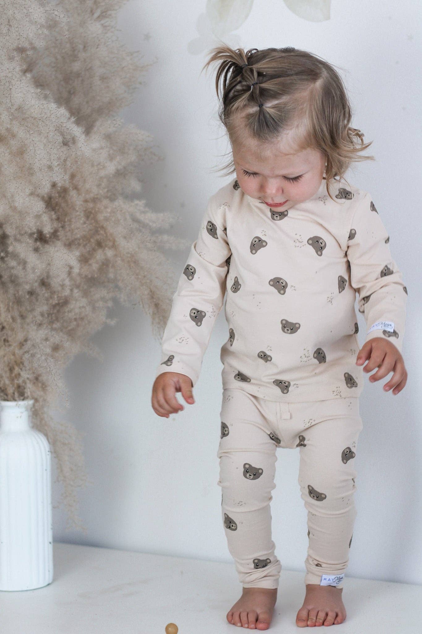 May Mays baby broekje Teddy beertjes beige