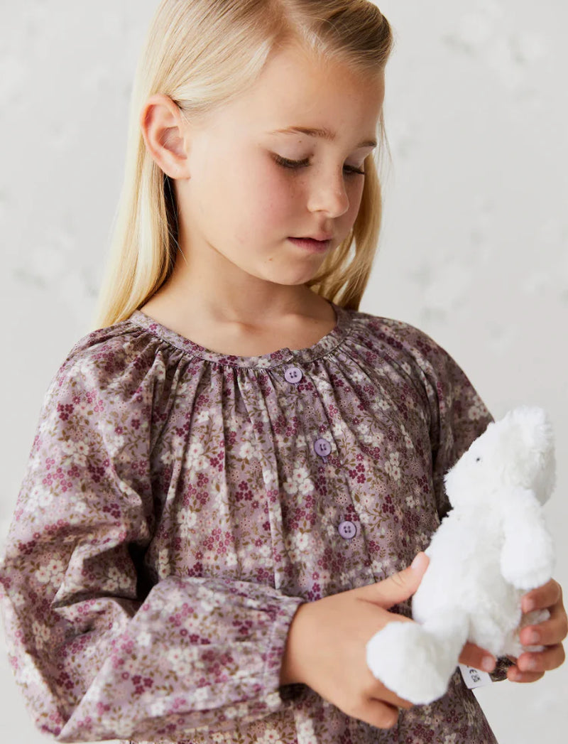 Pansy Floral Fawn Organic Cotton Heather Blouse