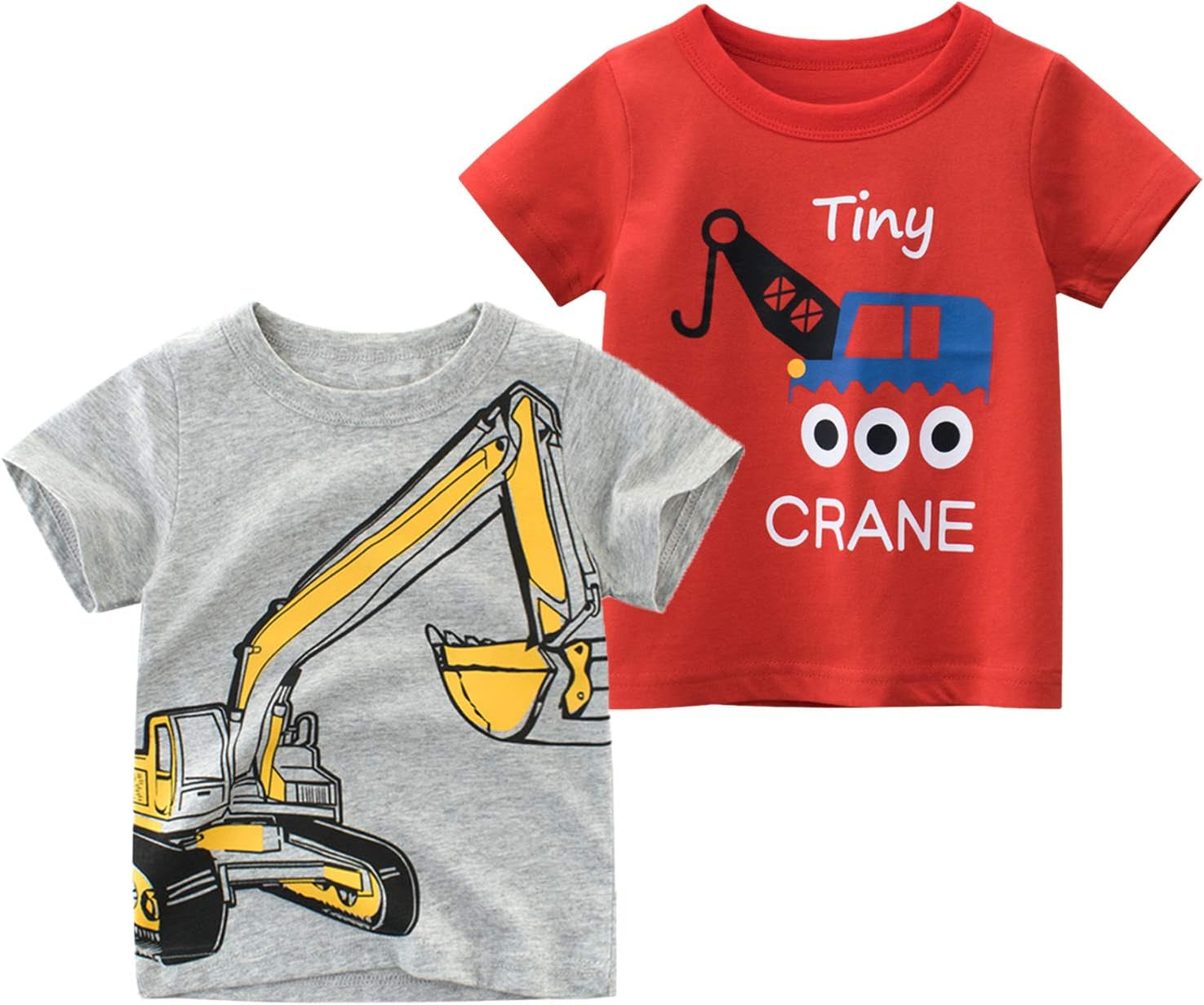 Toddler Boys' 2-Pack Short Sleeve T-Shirt Tops Tee Size for 2-7 Years