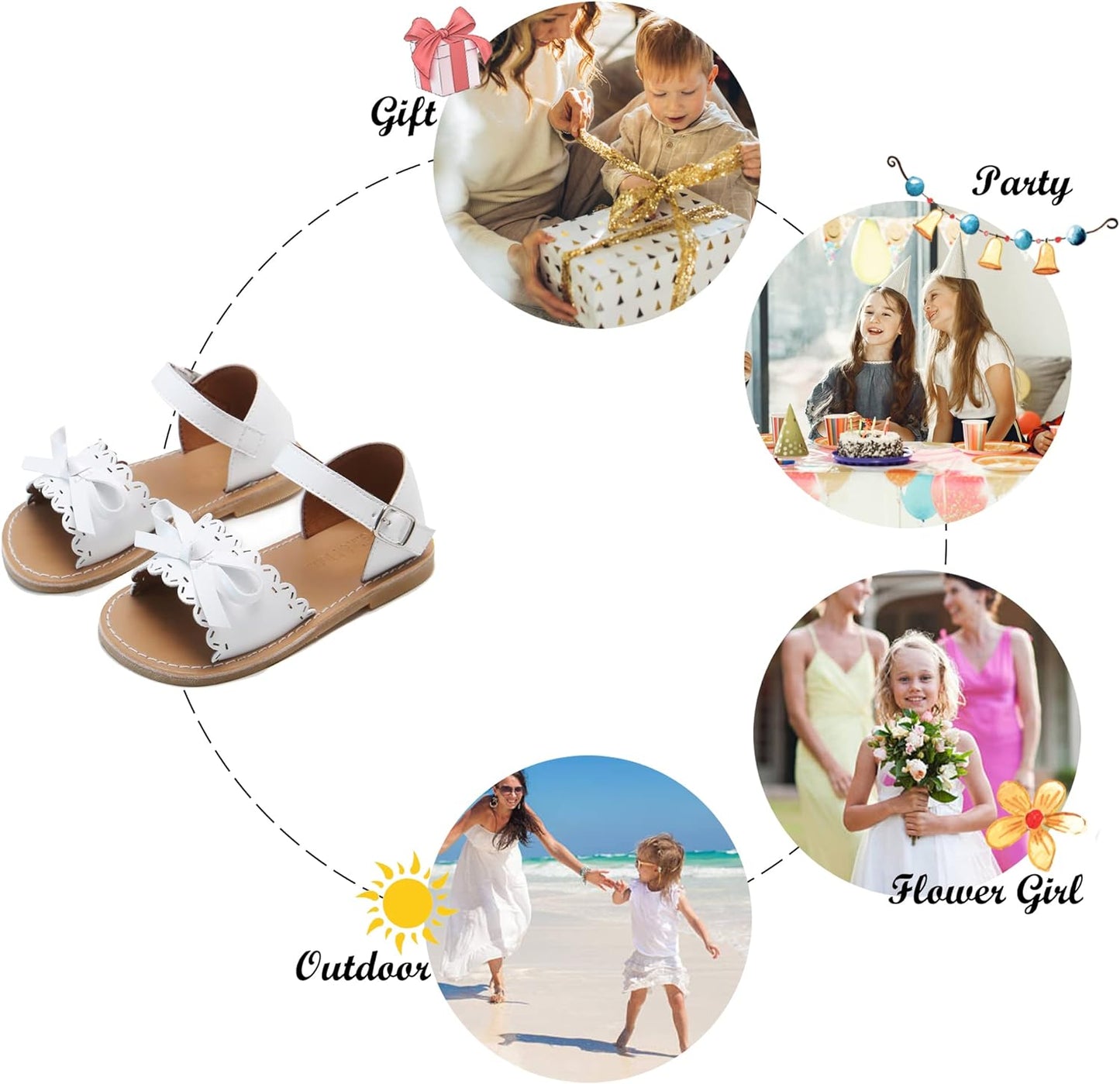 Toddler Girl Sandals - Little Girl Easter Summer Dress Shoes Lightweight Open Toe Beach Holiday