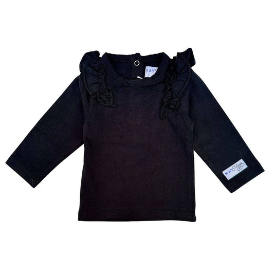 May Mays baby ruffle shirt Rosie zwart