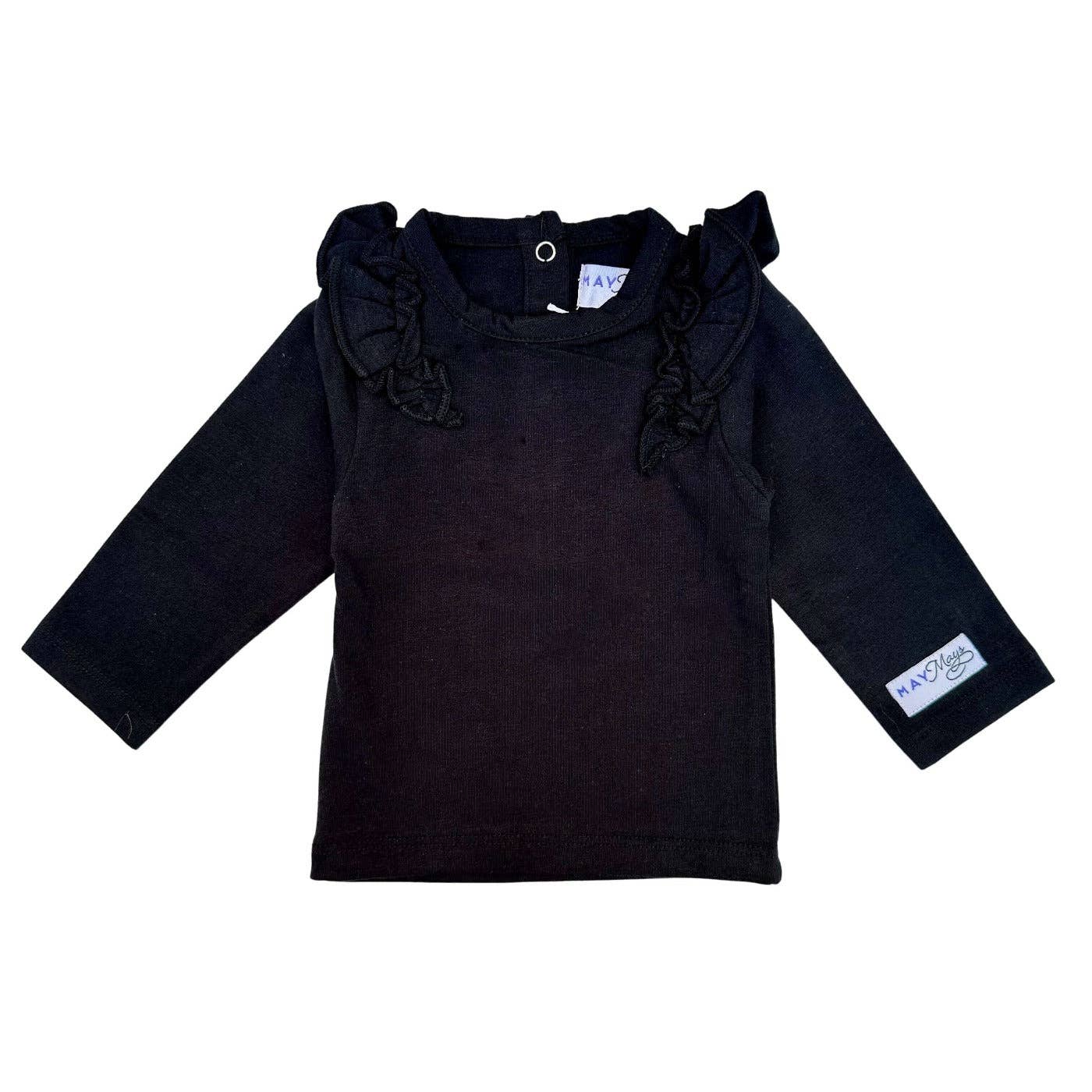 May Mays baby ruffle shirt Rosie zwart