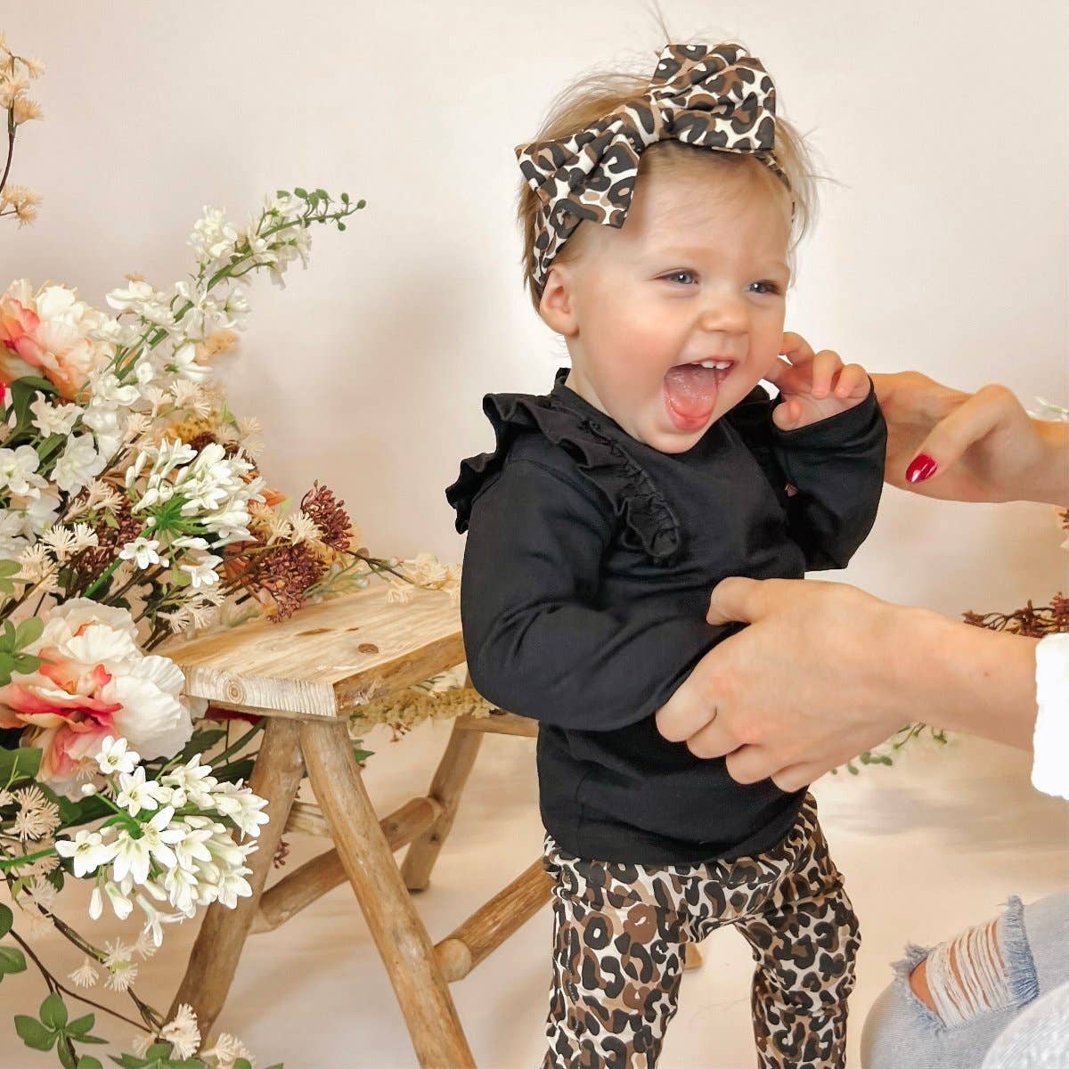 May Mays baby haarband Lilly met strik leopard